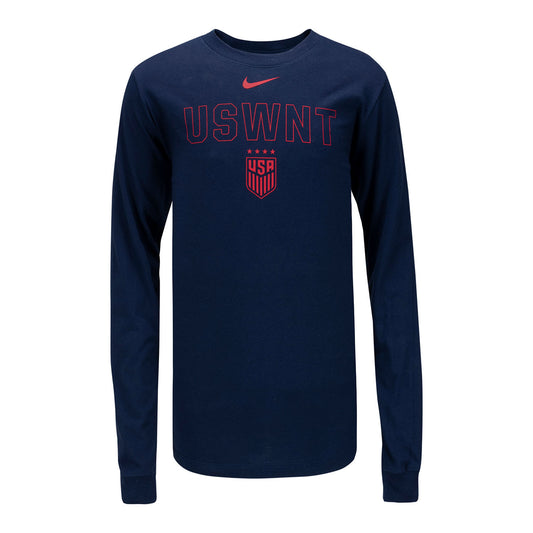 Youth Nike USWNT Outline Navy T-Shirt - Front View
