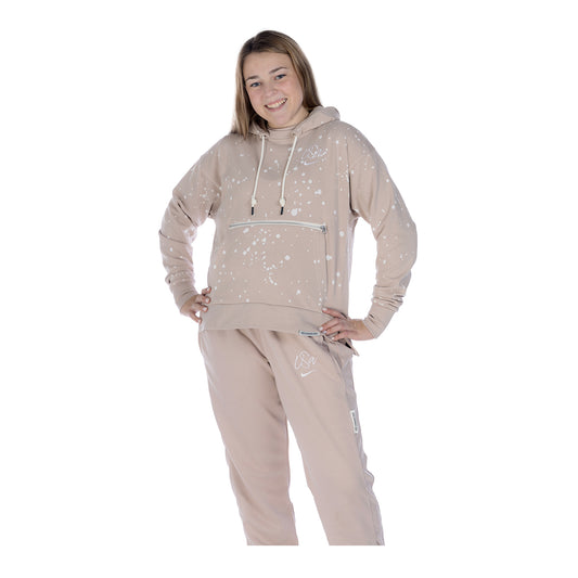 Women's Nike USA Terry Splatter Script Stone Hoodie - Front View