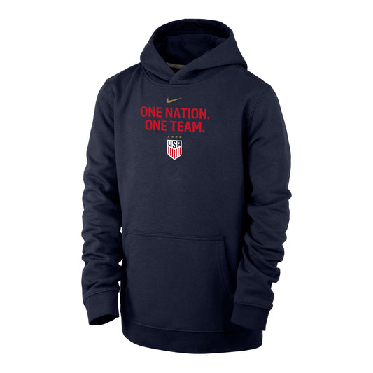 Youth Nike USWNT One Nation One Team Navy Hoodie - Front View