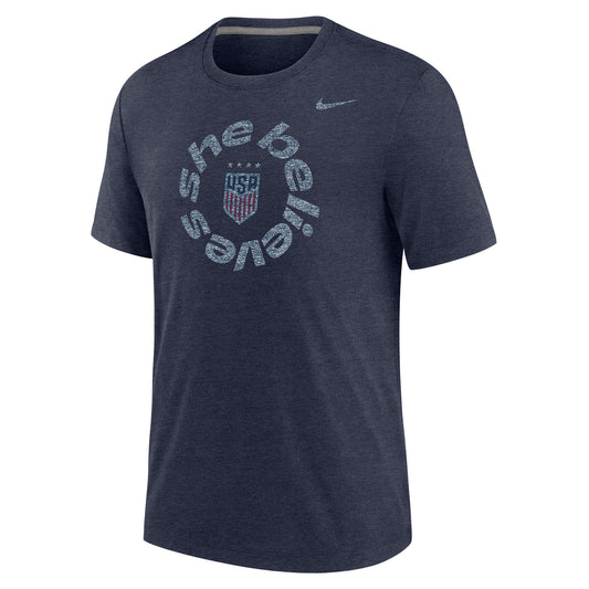 Men's Nike USWNT SheBelieves Circle Tri-Blend Navy Tee