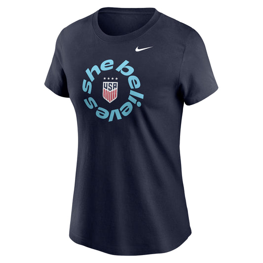 Women's Nike USWNT SheBelieves Circle Core Navy Tee