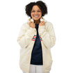Unisex USA Status Cream Full-Zip Jacket - Unzipped Front View on Model