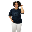 Unisex USA Statement Navy Tonal Tee - Front View on Model