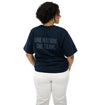 Unisex USA Statement Navy Tonal Tee - Back View on Model