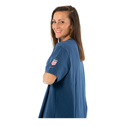 Women's Nike USA Just Do It Blue Tee in Blue - Side View