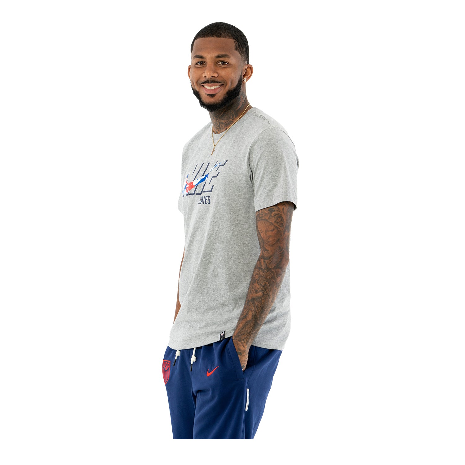 Men's Nike USA Swoosh Grey Tee - Side View