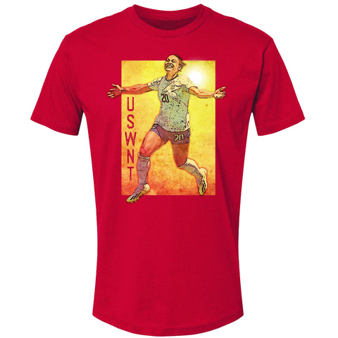 Men's USWNT Trinity Rodman Action Red Tee - Front View
