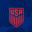 Women's Nike USMNT 2023 Away Custom Stadium Jersey in Blue - Badge View