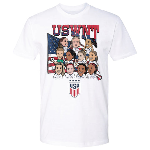 Unisex USWNT 2023 Caricature Roster White Tee