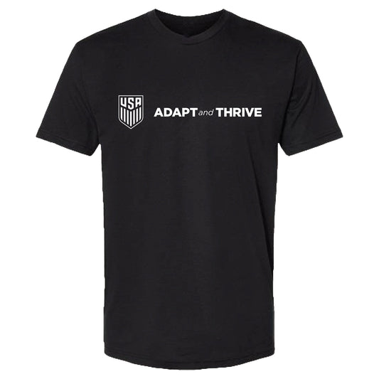 Unisex ENT Adapt and Thrive Black Tee - Front View