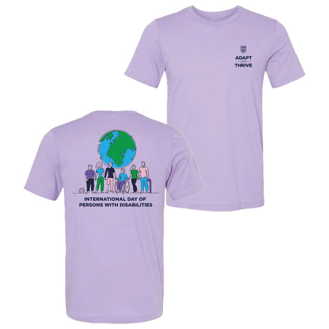 Unisex ENT Persons with Disabilities Day Purple Tee - Front and Back View