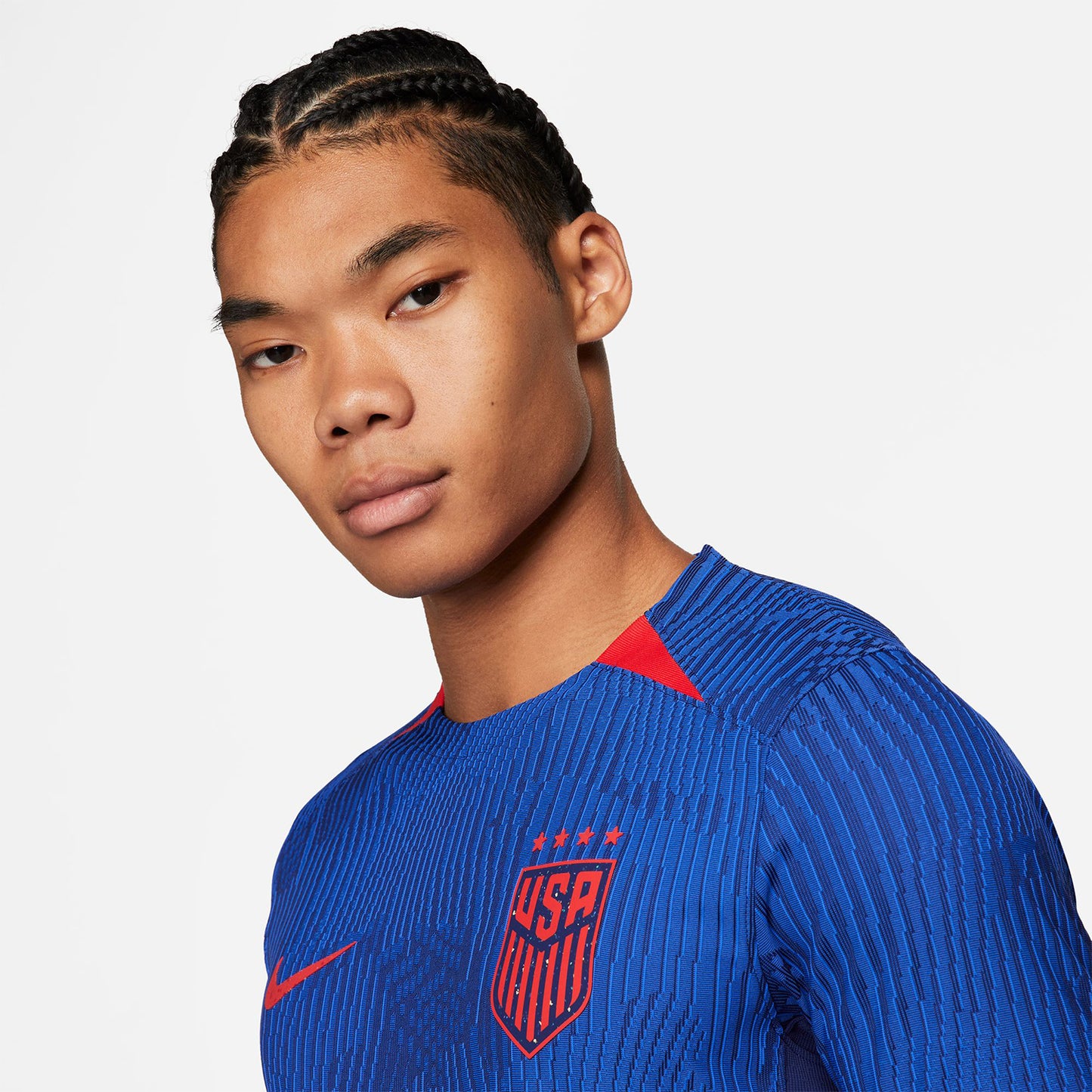 Men's Nike USWNT 2023 Away Match Jersey in Blue - Front View
