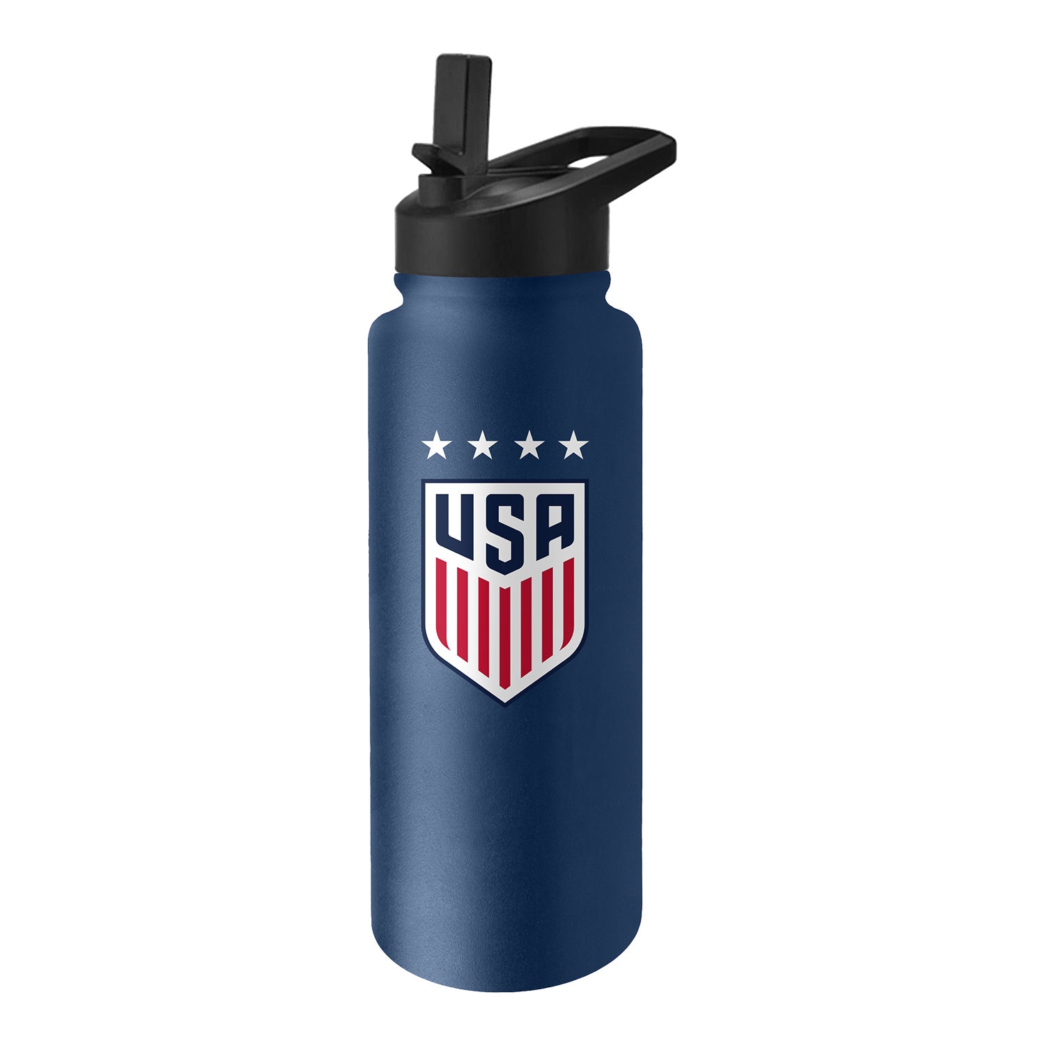 Logo USWNT 34 oz. Stainless Blue Quencher Bottle - Front View