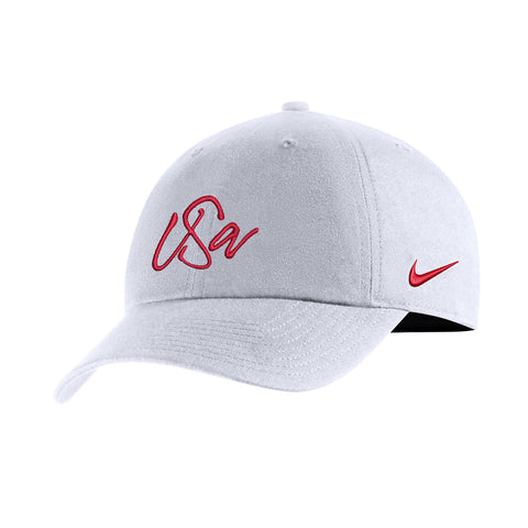Women's Nike USWNT Campus Script Hat in White - Front View