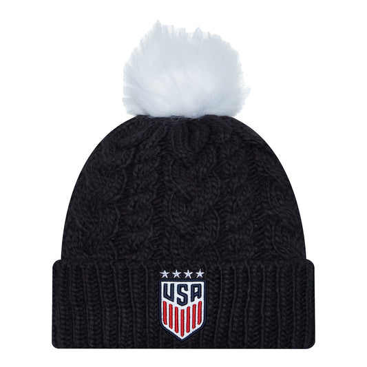 Women's New Era USWNT Knit Navy Hat - Front View