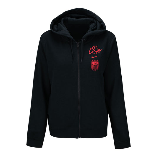 Women's Nike USWNT Script Black Jacket - Front View