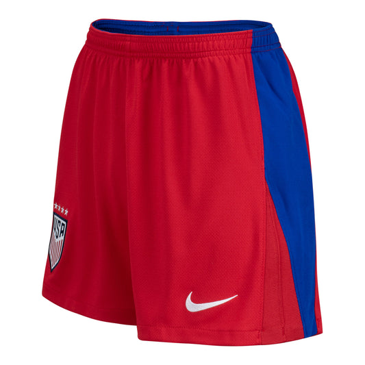 Women's Nike USWNT 2024 Stadium Away Red Shorts - Angled Left View