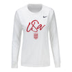 Women's Nike USWNT Script White Long Sleeve Tee - Front View