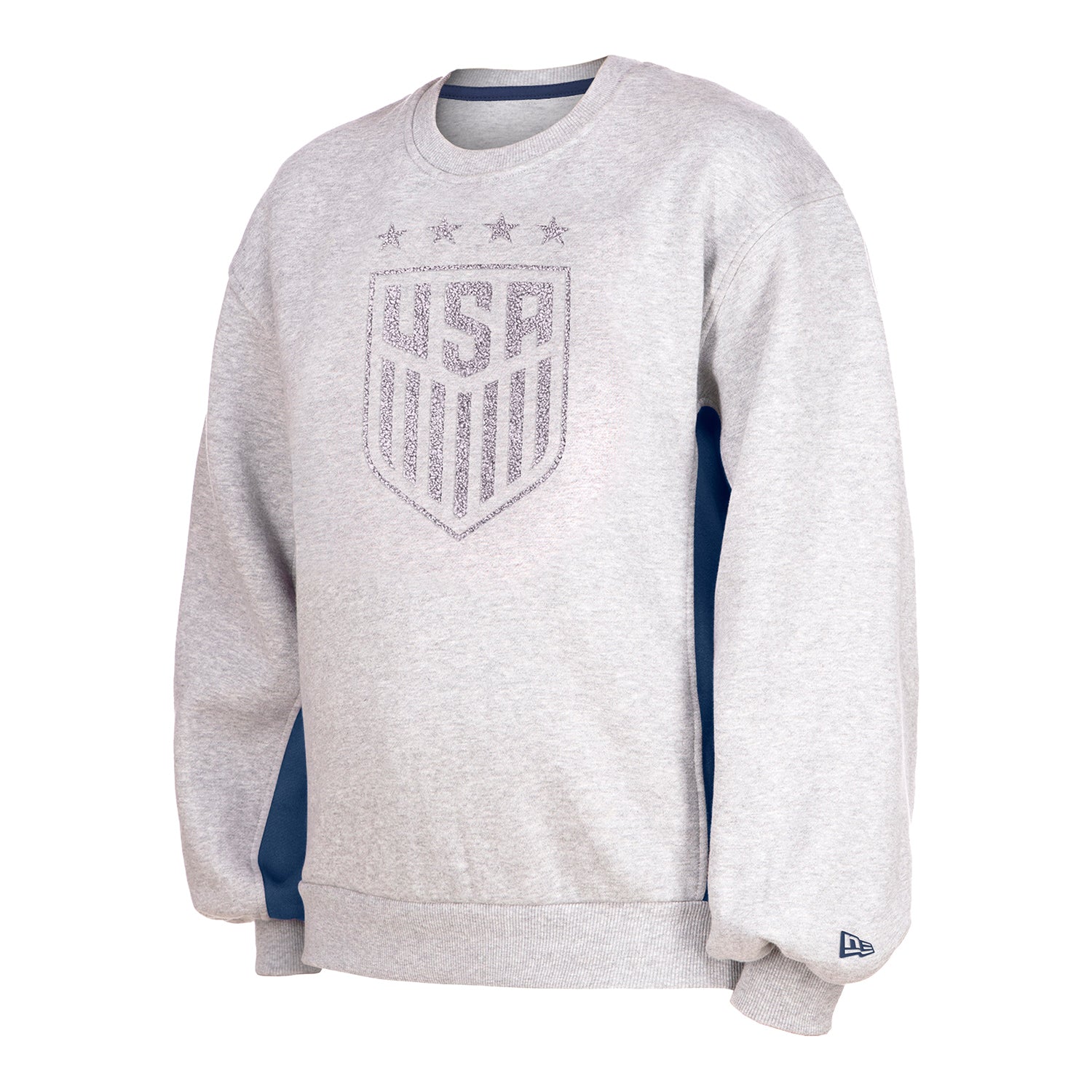 Women's New Era USWNT Balloon Sleeve Grey Crewneck - Front Side View
