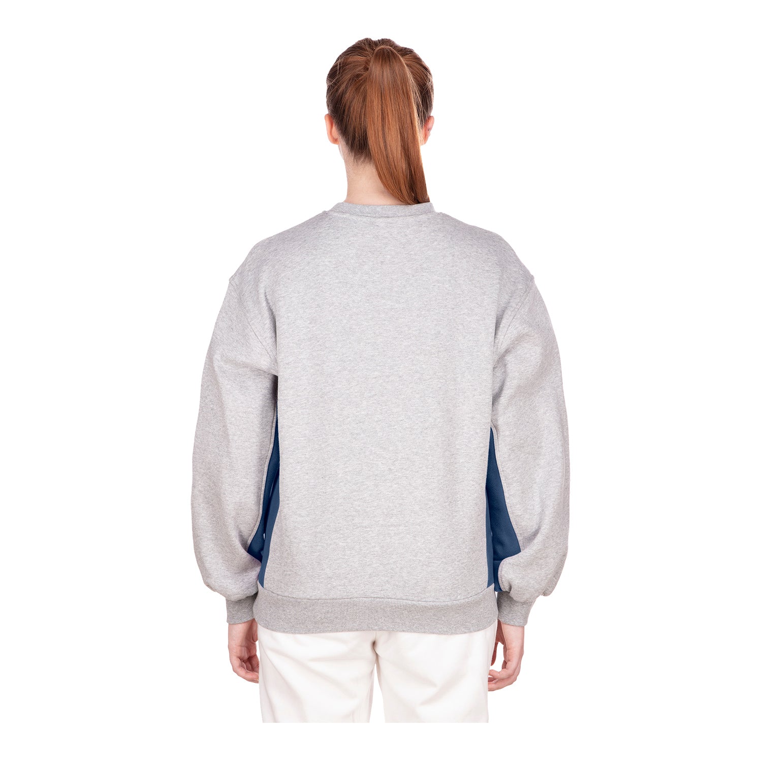 Women's New Era USWNT Balloon Sleeve Grey Crewneck - Back View