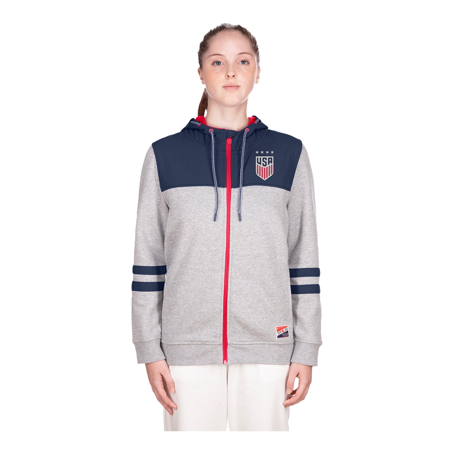 Women's New Era USWNT Full Zip Grey Jacket - Front View