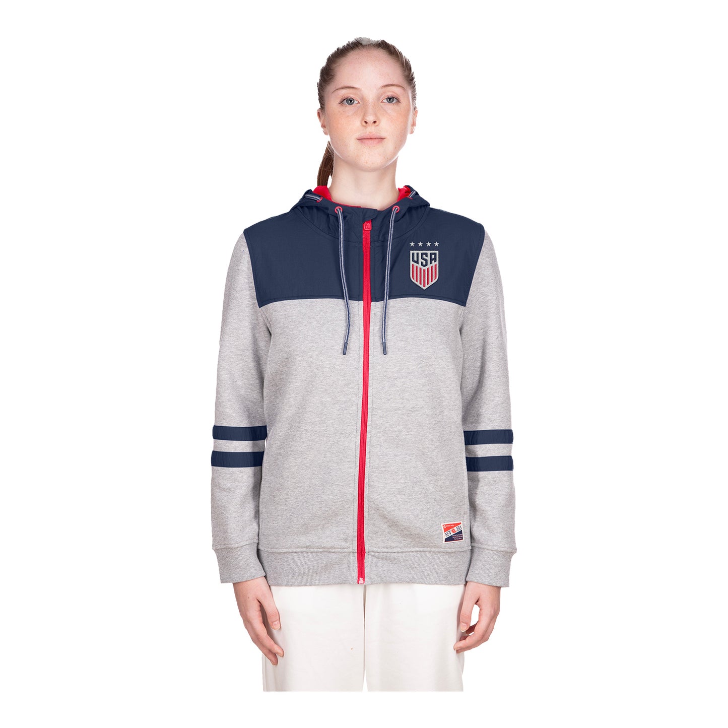 Women's New Era USWNT Full Zip Grey Jacket - Front View