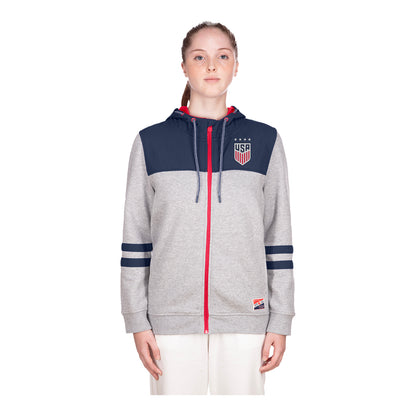 Women's New Era USWNT Full Zip Grey Jacket - Front View