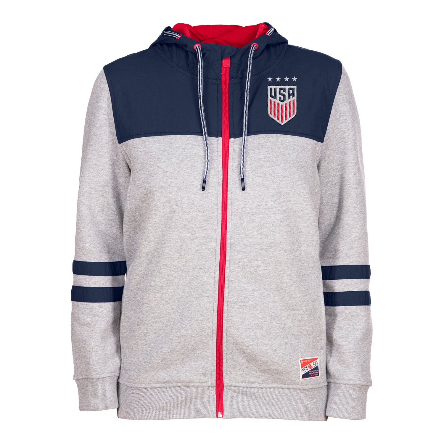 Women's New Era USWNT Full Zip Grey Jacket - Front View