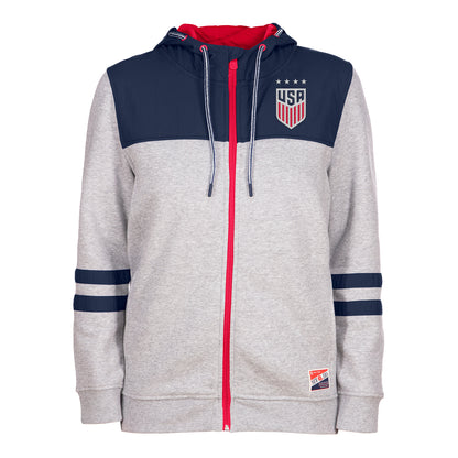 Women's New Era USWNT Full Zip Grey Jacket - Front View