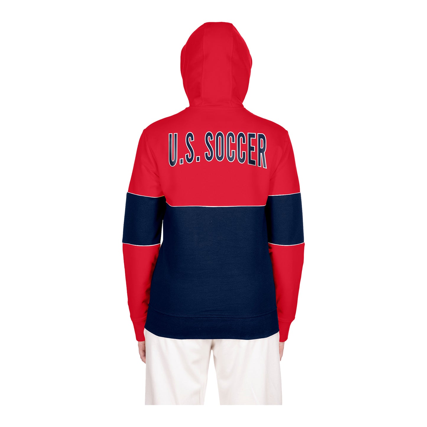 Women's New Era USWNT Full Zip Blocked Red Hoodie - Back View