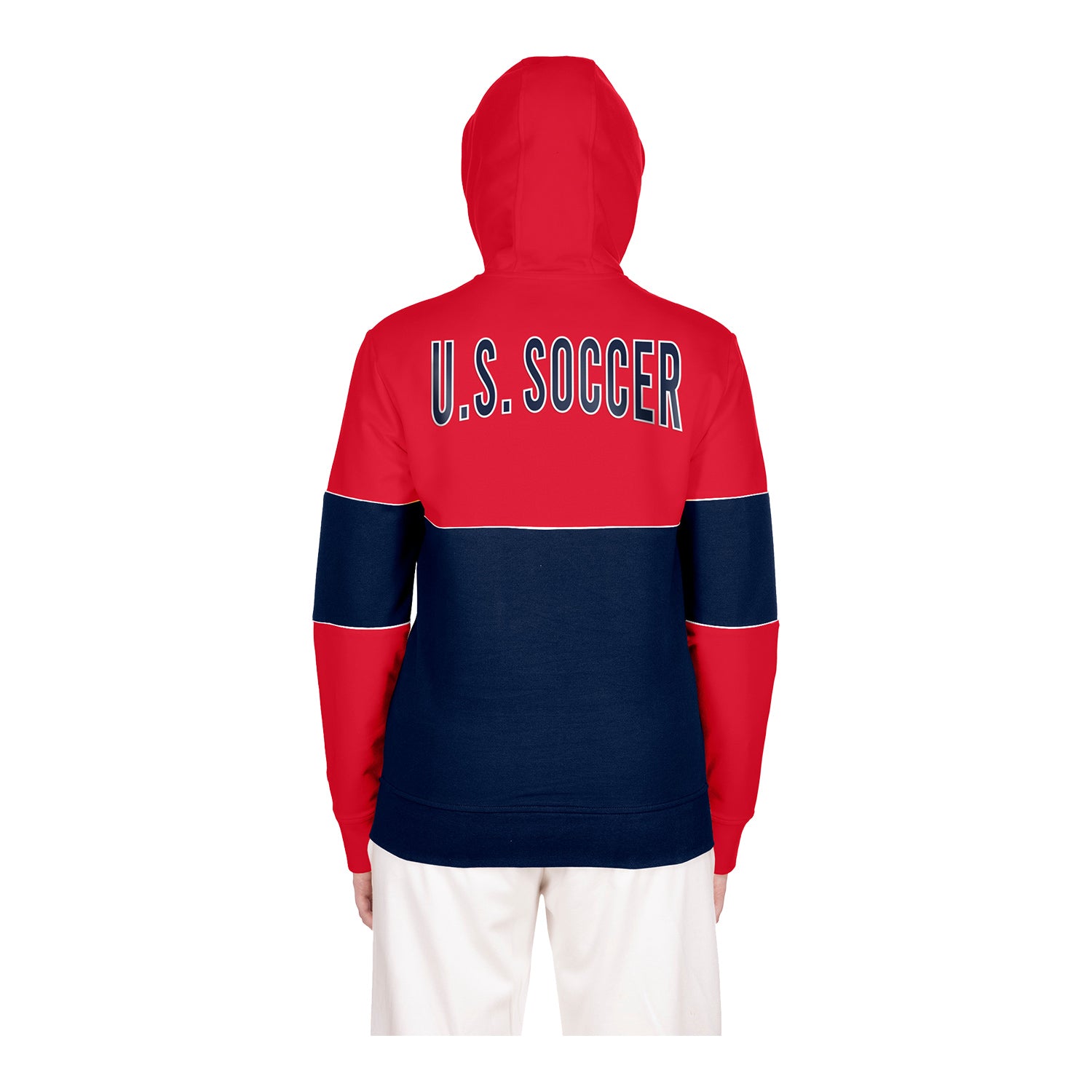Women's New Era USWNT Full Zip Blocked Red Hoodie - Back View