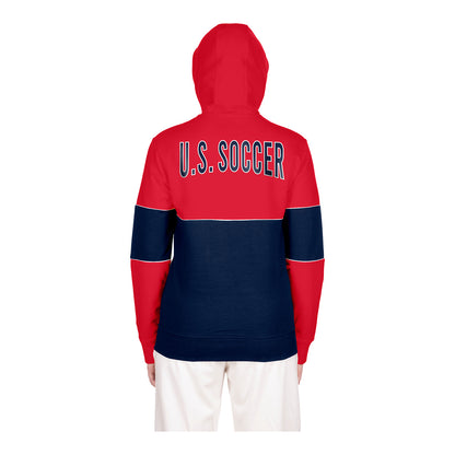 Women's New Era USWNT Full Zip Blocked Red Hoodie - Back View