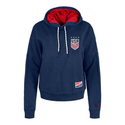 Women's USWNT New Era Boxy Navy Heathered Hoodie