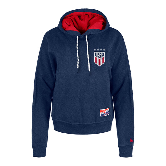 Women's USWNT New Era Boxy Navy Heathered Hoodie