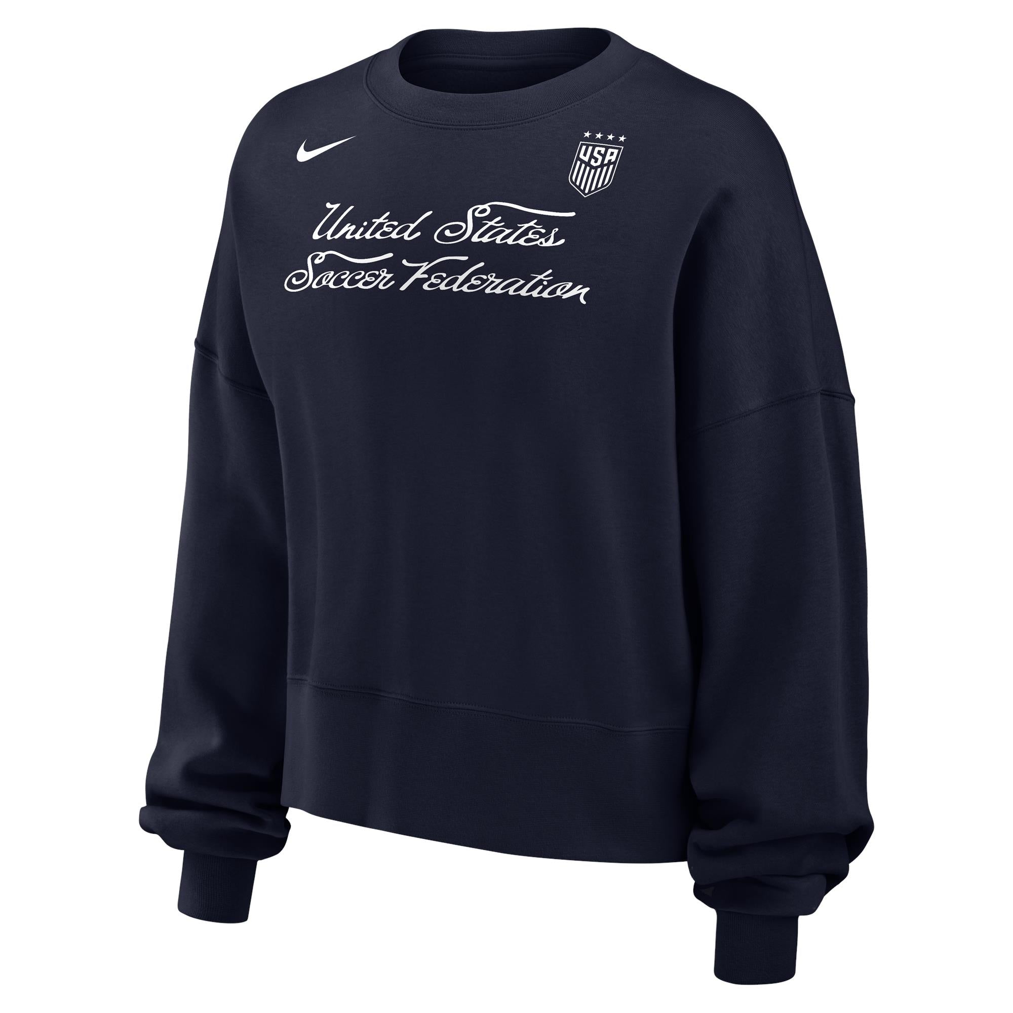 Women's Nike USWNT Phoenix Fleece Navy Crewneck