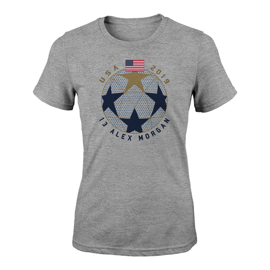 Women's Outerstuff USWNT Morgan Championship Grey Tee - Front View