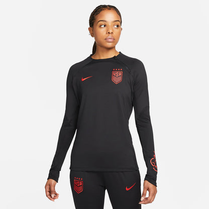 Women's Nike USWNT Strike Knit Longsleeve Black Tee - Model View