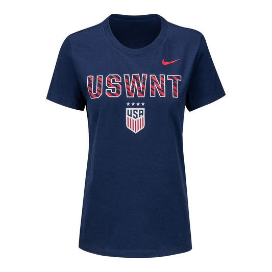 Women's Nike USWNT Striped Navy Tee - Front View