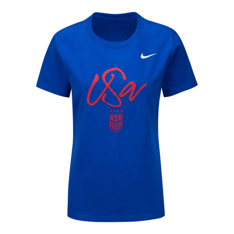 Women's Nike USWNT Script Royal Tee - Front View