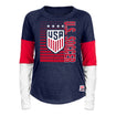 Women's New Era USWNT Colorblock Navy L/S Tee - Front View