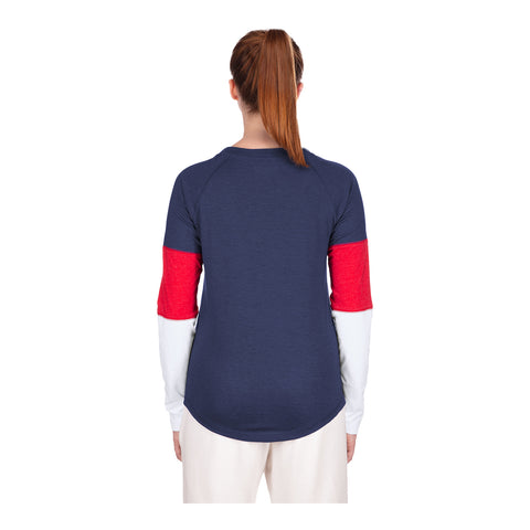 Women's New Era USWNT Colorblock Navy L/S Tee - Back View