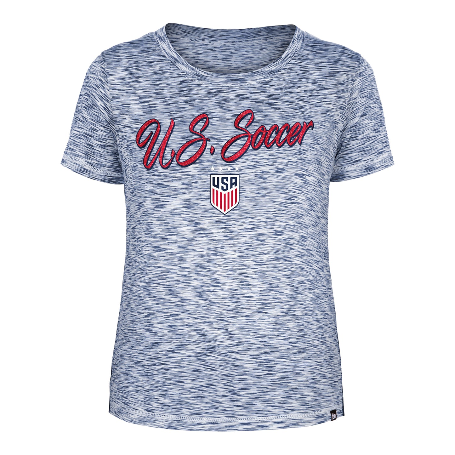 Women's New Era USWNT Colorblock Navy Tee - Front View