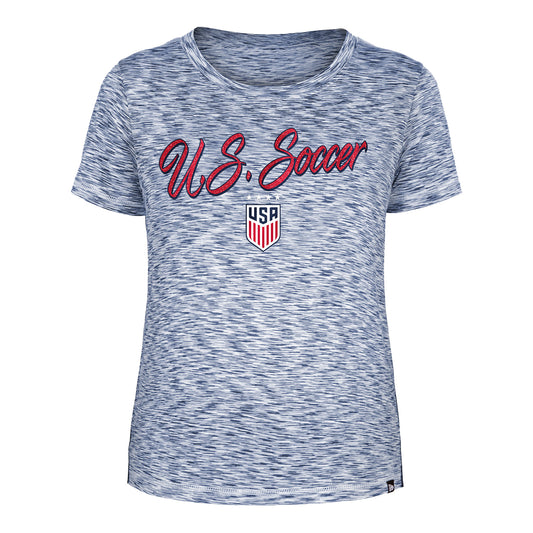 Women's New Era USWNT Colorblock Navy Tee - Front View