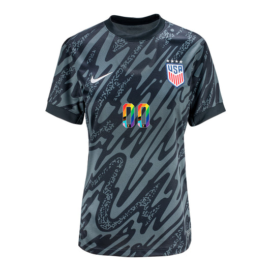 Women's Nike USWNT 2024 Personalized Pride-Themed Stadium Short Sleeve Goalkeeper Jersey - Front View