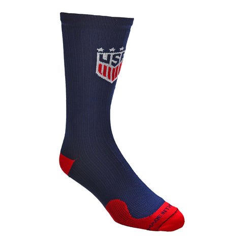 For Bare Feet USWNT Logo Graphic Navy Crew Socks - Front View