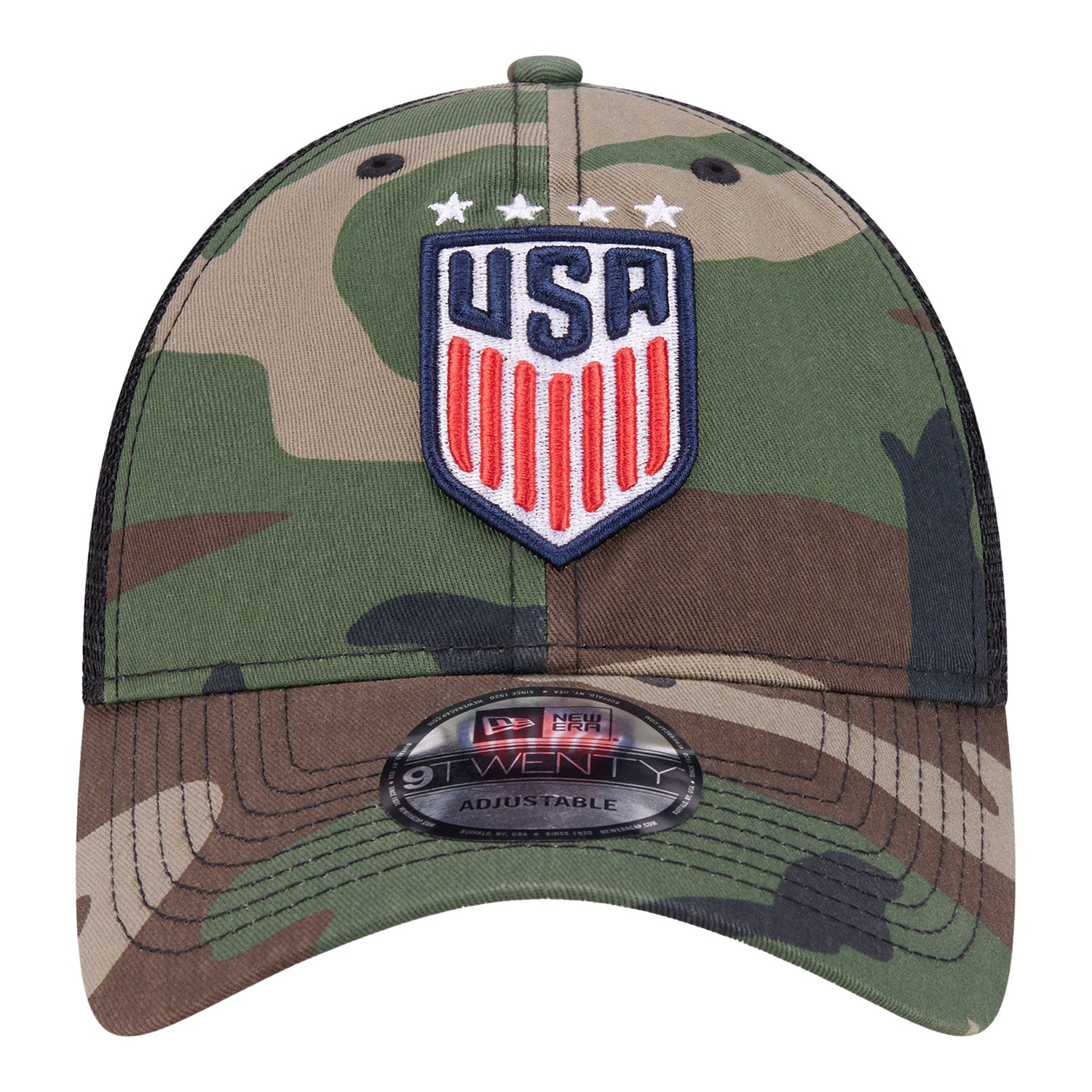 Men's New Era USWNT 9Twenty Woodland Camo Hat - Front View