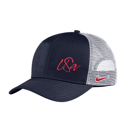 Men's Nike USWNT Script Trucker Navy Hat - Front View