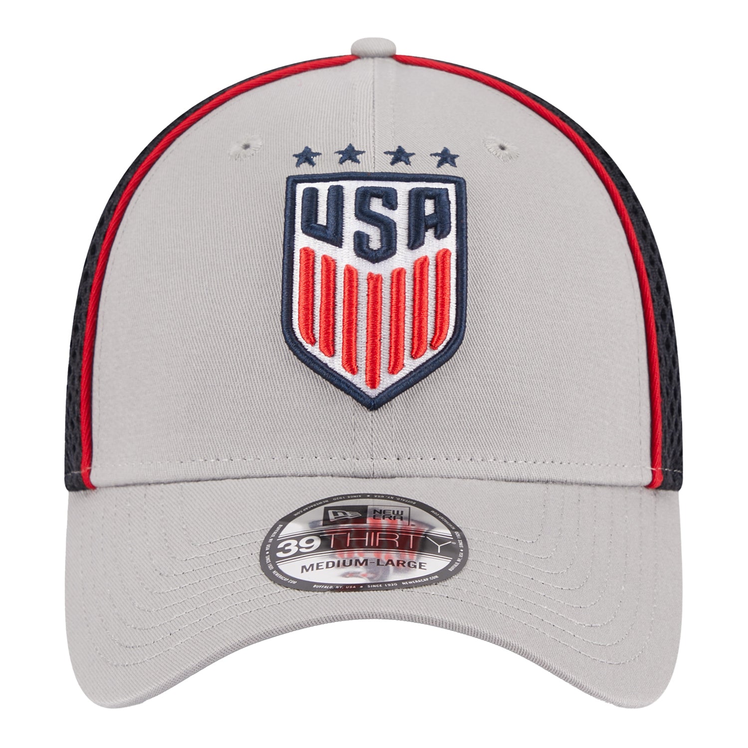 Men's New Era USWNT 39Thirty Grey Mesh Hat - Front View