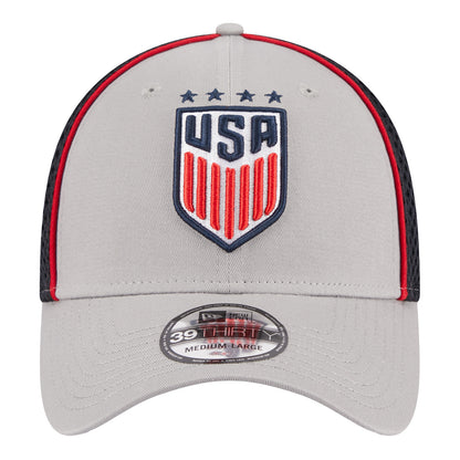 Men's New Era USWNT 39Thirty Grey Mesh Hat - Front View