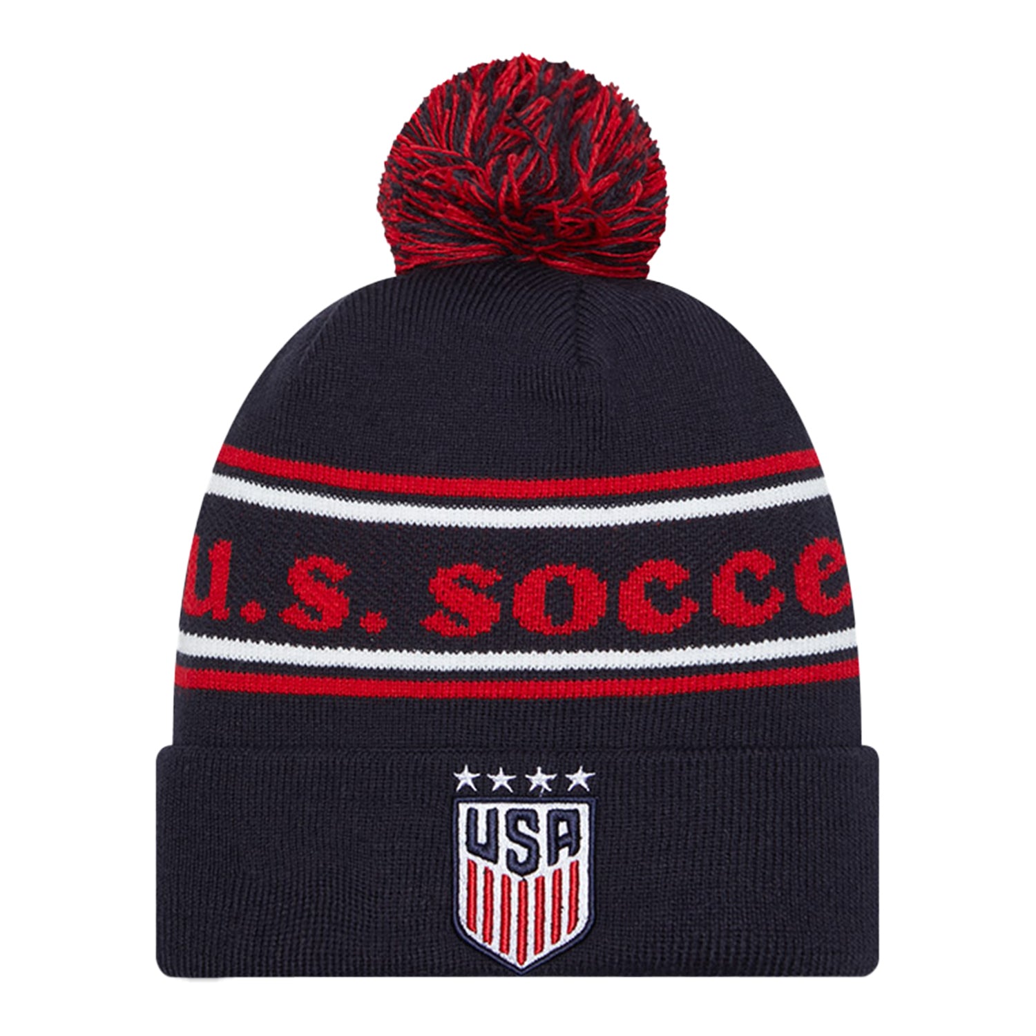 Adult New Era USMNT Navy Knit Hat - Front View